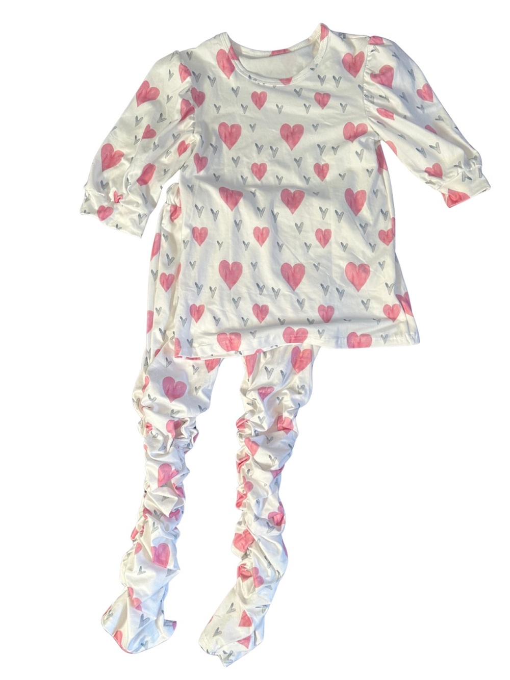 Heart Pattern Ruched Stack Leggings Set Colourful NWOT - Picture 4 of 10